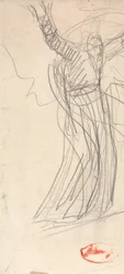 Figure debout avec bras levés